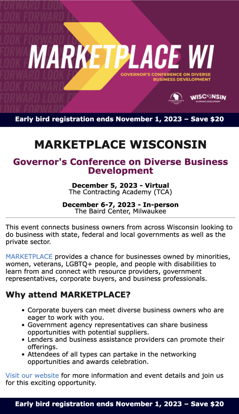 flyer for marketplace wisconsin 2023